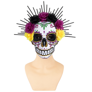 Nouveau jour mexicain des morts fleur diable Halloween masque fête vacances fournitures mascarade habiller Cosplay squelette masque - Product Image 4