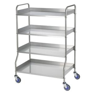 Carrello di Servizio in Acciaio Inox con 4 Ripiani 100x50x90 Cm con Ruote per Cucina e Commercio - Product Image 1