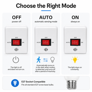 Portalámparas Acústico Óptico E27, Base de Luz Inteligente Enchufable con 3 Modos de Control para Pasillo y Sala de Estar - Product Image 3