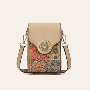 Bolso Bandolera para Celular <span class=keywords><strong>de</strong></span> Mujer, Diseño Vintage <span class=keywords><strong>con</strong></span> Estampado <span class=keywords><strong>de</strong></span> <span class=keywords><strong>Corcho</strong></span>, Mini Bolso <span class=keywords><strong>de</strong></span> Hombro <span class=keywords><strong>con</strong></span> Cierre - Product Image 1