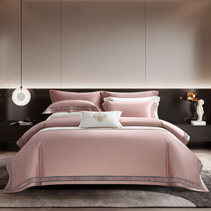 140S Cotton Four Piece <b>Bedding</b> <b>Set</b> Pure Cotton Duvet Cover Matching Style For 1.8M Double Bed Light Luxury Home Use - Product Image 1