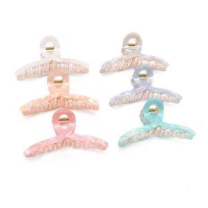 CANYUAN Pince à cheveux élégante et sophistiquée en acétate avec dégradé doux rose-jaune, accessoires personnalisés pour cheveux - Product Image 1