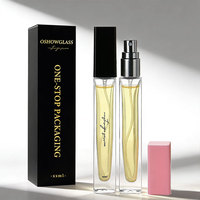Flacons de parfum cylindriques carrés transparents de 10 ml à paroi épaisse et fond robuste, flacons roll-on en verre pour huiles essentielles