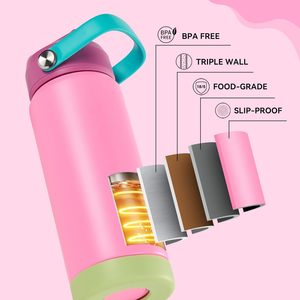 <span class=keywords><strong>Botella</strong></span> de Agua Infantil Ecológica, Libre de BPA, de 12 oz, con Diseño Personalizado de Dibujos Animados, Aislada al Vacío de Doble Pared, <span class=keywords><strong>Termo</strong></span> de Acero Inoxidable - Product Image 6