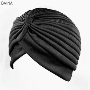 Turbans de nuit noués <span class=keywords><strong>pour</strong></span> femmes, foulards, bonnets musulmans indiens, bonnets de chimiothérapie unis torsadés - Product Image 6
