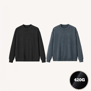 Sudadera de Cuello Redondo Extra Grande para Hombre, de Alta Calidad, con Logotipo Personalizado al por Mayor, Sudadera de Algodón Lavada - Product Image 6