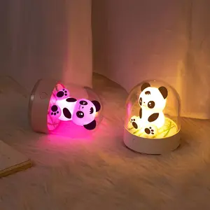 Factory direct creative adjustable colors glowing night lamp panda desk light for gifts