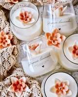 Bougie artisanale AIKUN en forme de fleur, cire de soja, huile essentielle naturelle de plantes, écologique, parfumée au papillon, pour les fêtes, Diwali