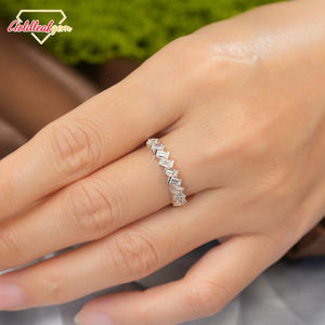 Anillo de Compromiso con Diamante Cultivado en Laboratorio, Corte Esmeralda, DEF VVS VS, Chapado en Oro PT950, Certificado IGI, Anillo de Boda para Hombre y Mujer - Product Image 2