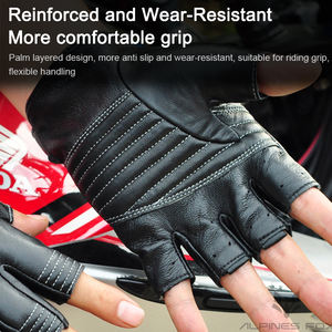 Gants de moto d'été en cuir sans doigts, gants de conduite demi-doigts respirants, gants rétro pour moto et <span class=keywords><strong>VTT</strong></span> pour hommes - Product Image 4