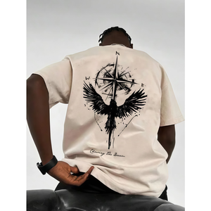 Camiseta Personalizada de Estilo Urbano, Impresión Digital DTG Orgánica, Impresión por Sublimación, Corte Holgado, 100% Algodón Peinado para Hombre - Product Image 3