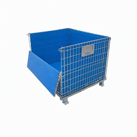 Caisse de rangement en treillis métallique galvanisé empilable avec roues pour usage industriel