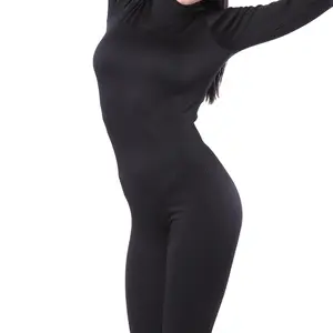 Custom Logo Seamless Jumpsuit Solid Color Long Sleeve Yoga Round Collar Jumpsuits Workout Ribbed Gym Fitness Sets