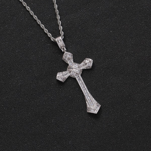 Staff sword pendant, hip hop jewelry, copper zircon vintage, personalized <b>cross</b> necklace. - Product Image 2