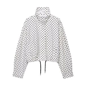 Veste surchemise femme automne 2025 nouvelle mode vintage à manches longues à pois en tissu bulle respirant avec fermeture éclair - Product Image 1