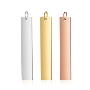 Colgante de barra en blanco de acero inoxidable con nombre grabado en oro y plata rectangular personalizado, venta al por mayor - Product Image 1