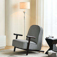 Fauteuil lounge moderne en tissu pied-de-poule avec pieds en métal - Fauteuil d'appoint élégant