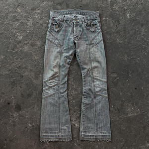 جينز جينز رجالي مشعل جينز رمادي كلاسيكي مغسول مرقع Bootcut تنحنح خام ملابس الشارع السراويل الخريف تنفس ستونواشي الملونة - Product Image 1