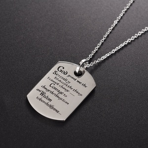 Collier en acier inoxydable rempli d'or, breloque vierge, gravure personnalisée, texte, pendentif rectangle uni, collier pour femmes et hommes, bijoux - Product Image 3