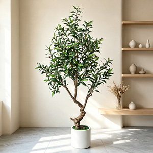 Premium Large Faux Mediterranean <strong>Olive</strong> <strong>Tree</strong> Natural Wood Trunk Hotel Home Decor - Product Image 3