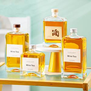 Ancy-botella de cristal rectangular para whisky, accesorio de vidrio plano con forma cuadrada para licor, con diseño personalizado - Product Image 6