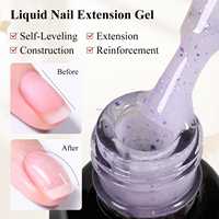 Gel d'extension liquide DZ sans HEMA ni TPO, auto-nivelant, pailleté, à retirer par trempage, pour ongles UV LED, OEM ODM, vente en gros