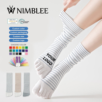 Chaussettes à cinq doigts pour femmes, mi-mollet, respirantes, antidérapantes, pour la gym et le fitness, vente en gros, OEM, motif personnalisé