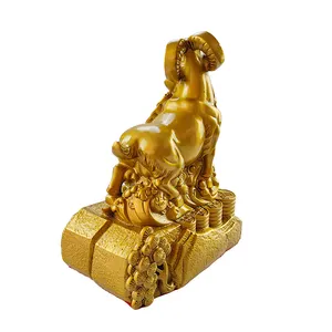 Factory Custom Design Chinese Traditional Brass Art Table Top Decoration Gold Goat Ornaments Metal Art Sculpture Craft