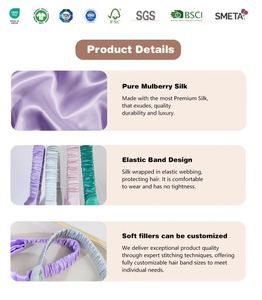 Vente en gros de bandeaux élastiques personnalisés en soie de mûrier 100% pour femmes - Product Image 4