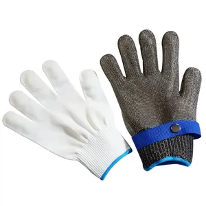 Gants résistants aux coupures – Maille métallique en acier inoxydable, protection contre les coupures de niveau 5/9, résistants aux piqûres – Gants de sécurité pour boucher, découpe de viande - Product Image 5