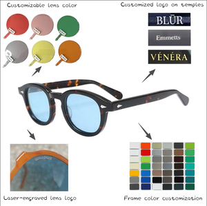 Lunettes de Soleil Style <span class=keywords><strong>Johnny</strong></span> <span class=keywords><strong>Depp</strong></span> Unisexe de Marque Designer Polarisées Monture Vintage en Acétate Protection UV400 - Product Image 3