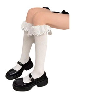 Calcetines de Encaje para Mujer, Medias de Algodón Transpirables que Absorben el Sudor, Estilo Coreano, Bonitos, Moda JK, Color Blanco Sólido - Product Image 5