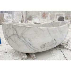 Newstar Freistehende Badewanne aus Naturweißem Marmor Einweich-Badewannen Marmor-Spa-Badewanne Massiver Stein Marmor-Badewanne - Product Image 3