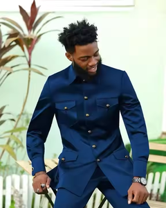 Blazer da <span class=keywords><strong>uomo</strong></span> <span class=keywords><strong>blu</strong></span> <span class=keywords><strong>scuro</strong></span> <span class=keywords><strong>completo</strong></span> formale Slim Fit e set di pantaloni da <span class=keywords><strong>uomo</strong></span> taglie forti eleganti completi da <span class=keywords><strong>uomo</strong></span> 2 pezzi - Product Image 3