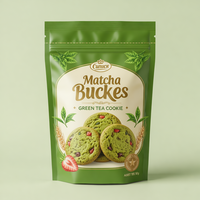 Op maat gemaakte matte zwarte koekjeszak voor bakkerij, biscuit- en snackverpakking, met mat glazen venster, mylar zakje, hersluitbaar ziplock zakje