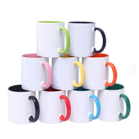 Mug en céramique vierge pour sublimation 11oz – Bord et anse colorés, logo personnalisé DIY, tasse à café et thé de qualité supérieure pour la publicité