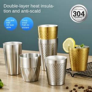 Tazza in Acciaio Inox 304 con Texture a Nido d'Ape, Bicchiere Impilabile per Caffè e Acqua, per Ristoranti, Bar e Feste, 350ml - Product Image 5