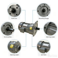Motor Gear 3-Fasa Tai Chuang TCG 750W 1HP, Pemasangan Flens Vertikal, Reducer AC, 220/380V IP55, Rasio Reduksi 15:1