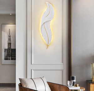 Lámpara de Pared LED de Pluma Creativa Nórdica para Sala de Estar, Dormitorio, Luces Decorativas para <span class=keywords><strong>Cama</strong></span>, Cuerpo de Resina, Instalación Empotrada - Product Image 1