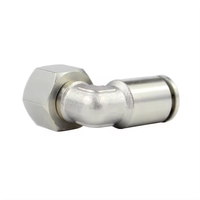 Raccord femelle en laiton Tube de tuyau d'air connecteur rapide raccord de tuyau en acier inoxydable une touche PLF coude à 90 degrés 1/2 "3/4" 8mm