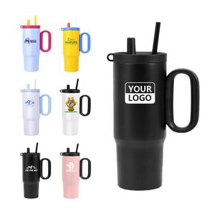 Tasse à café isotherme personnalisable en acier inoxydable à double paroi avec paille, logo personnalisé, couvercles de gobelet, mug de voyage - Product Image 6