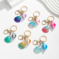 Creative Exquisite Luxury Chinese Style Marine Gradient Shell Zinc Alloy Electronic Key Finder Waterproof Keychain Pendant Cute