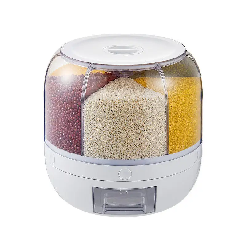Dispensador de arroz transparente, dispensador de cereal redondo giratório para armazenamento de grão