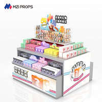Présentoir personnalisé en acrylique pour boîtes mystères, présentoir de vente au détail multi-niveaux pour cosmétiques, table de présentation publicitaire avec éclairage LED