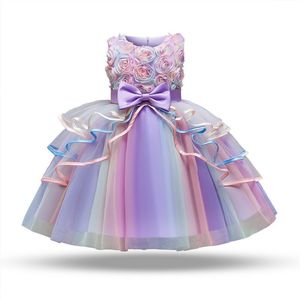 Vestido de Fiesta de Cumpleaños de Alta Calidad con Diseño de Arcoíris, Disfraz de Princesa para Niñas - Product Image 3