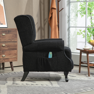 Fauteuils en bois et cuir noir de luxe, haute qualité, pour salon, chambre, hôtel, appartement, pour la détente et la sieste - Vente flash - Product Image 2