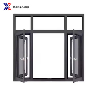 Fenêtre à battant en alliage d'aluminium mince et minimaliste, verre trempé, grande vue panoramique, isolation thermique pour extérieur