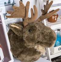 Jouet de tête de cerf en peluche, poupées murales suspendues, accessoires de Style nordique, Animal en peluche, décor mural de tête d'orignal