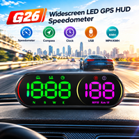 2026 WiiYii G26 Affichage Tête Haute (HUD) LED Grand Écran avec GPS, Compteur de Vitesse, Boussole, Horloge, USB, Moniteur MPH/KMH pour Voitures à Essence