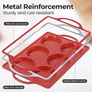 MUYULINS Factory 6-Cup Round LFGB Non-Stick BPA-Free Metal Reinforced Frame Large Silicone <b>Cake</b> Pan Muffin <b>Tin</b> Baking Mold - Product Image 2